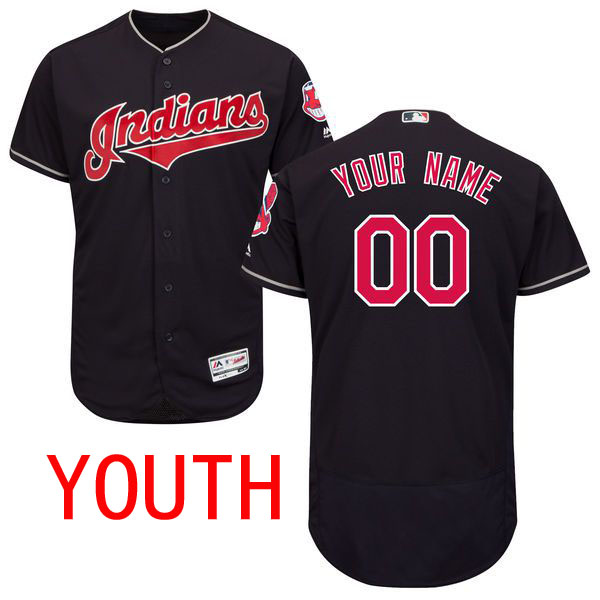 Cheap Youth Cleveland Indians Majestic Alternate Navy Blue Flex Base Authentic Collection Custom MLB Jersey